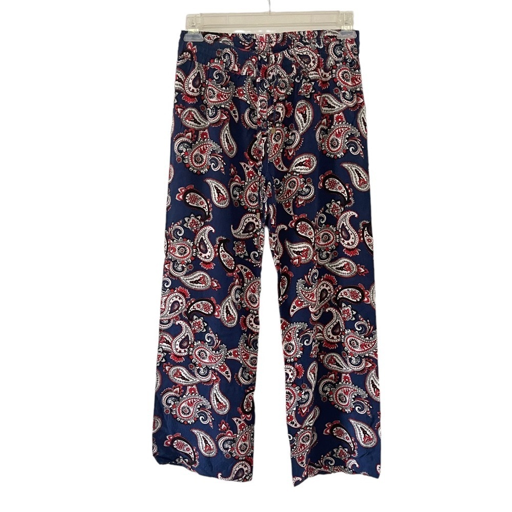 Hester & Orchard Paisley Blue Red Floral Palazzo Straight‎ Leg Pants